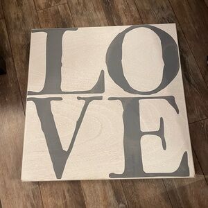 Santa Barbara Design Studio LOVE Wooden distressed Wall Art in Grey and Cream